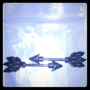 NEW 14G arrow nipple rings with turquoise details